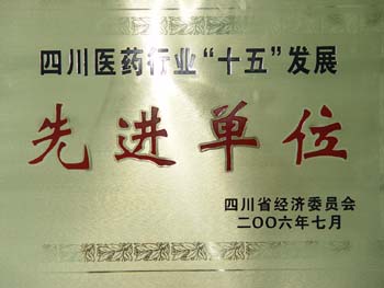 四川省醫(yī)藥行業(yè)“十五”發(fā)展先進單位